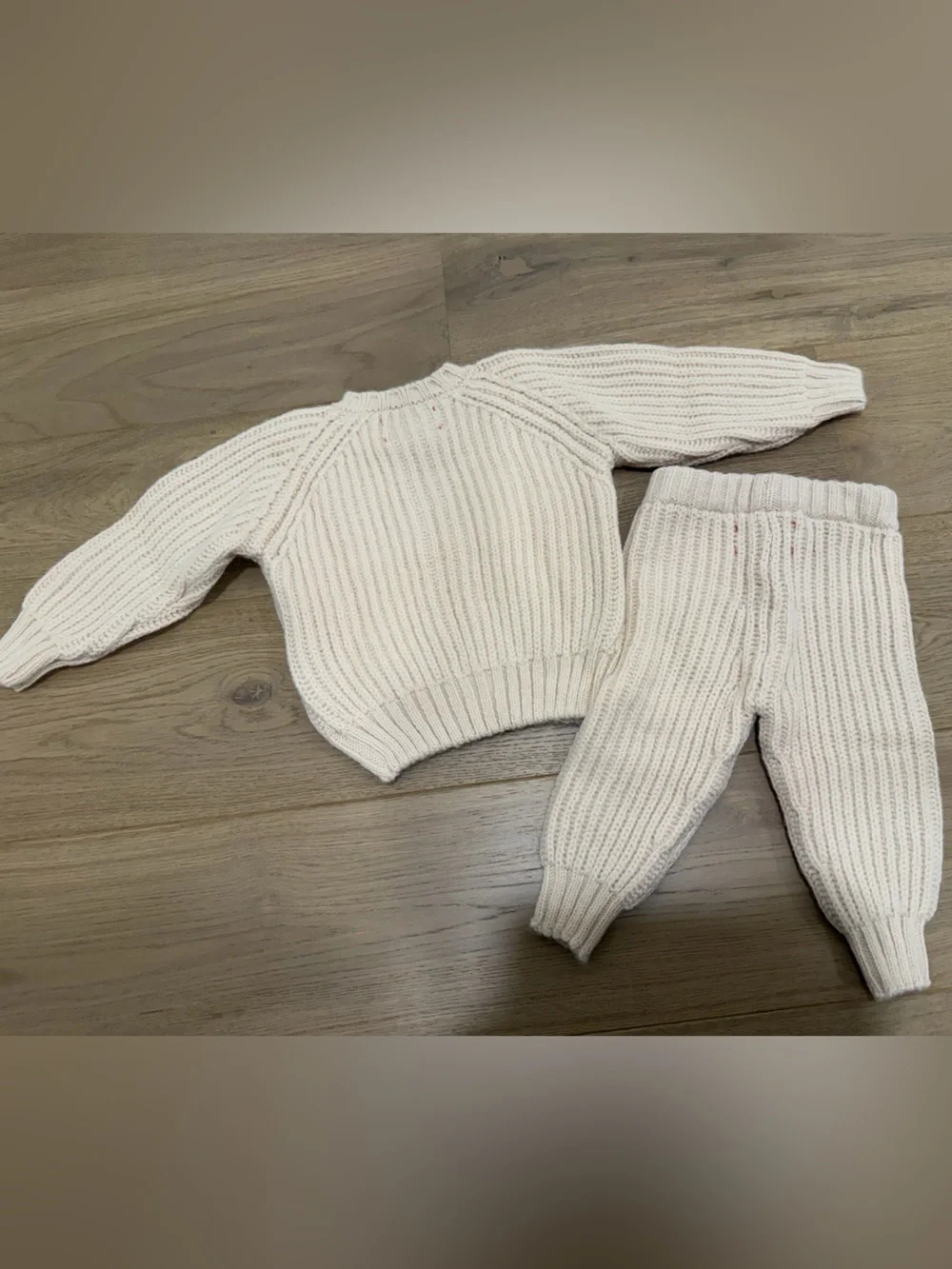 Piupiuchick Baby Girl Knit Cardigan and Pants Set Ecru/Cream